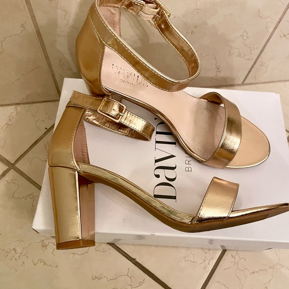 David's Bridal Metallic Gold Heels